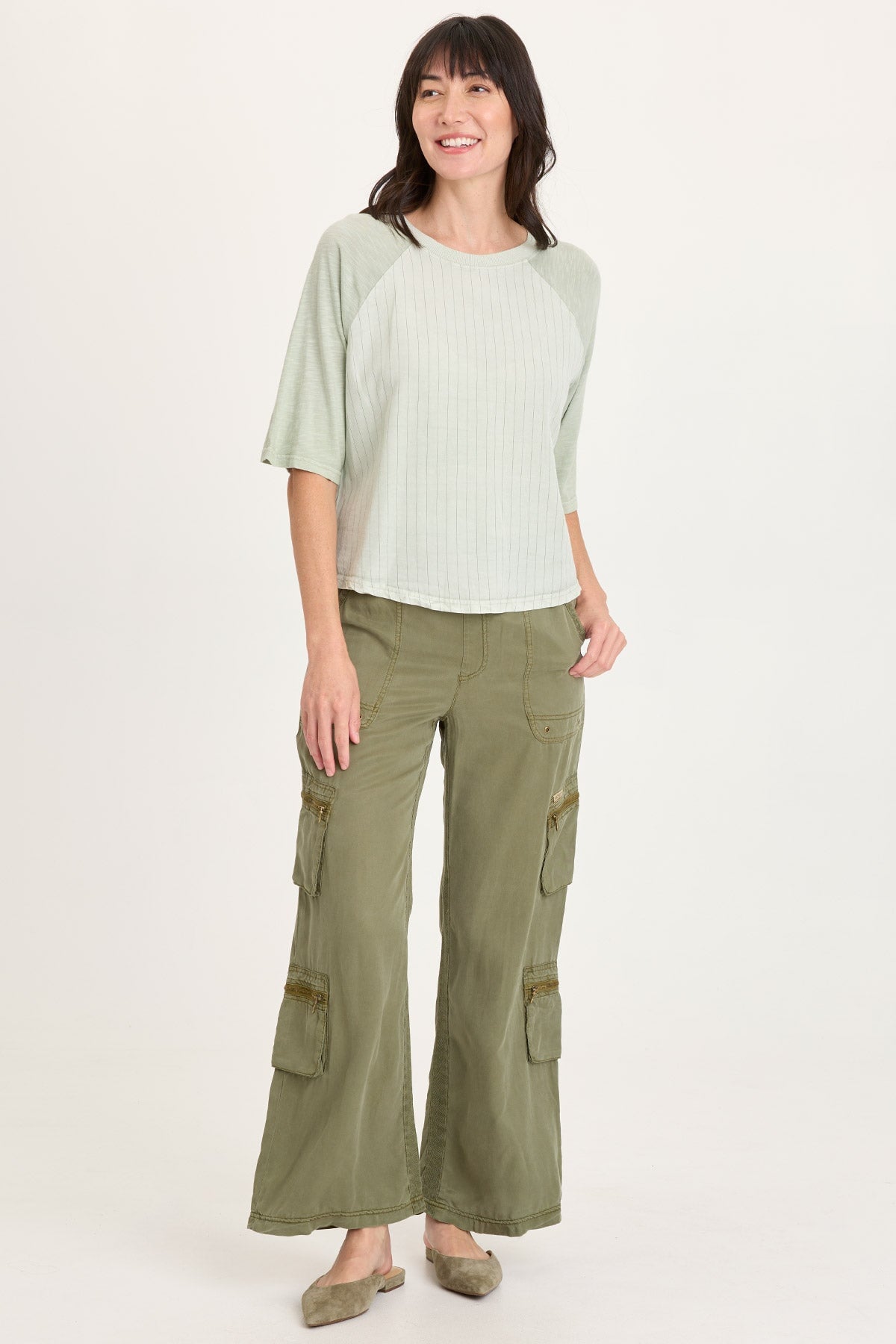 Jory Pinstripe Raglan Top