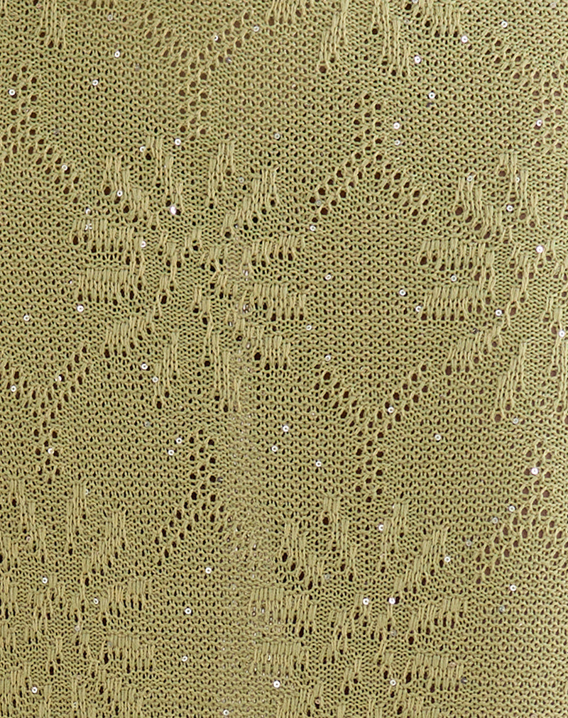 Aloria Maxi Skirt in Sequin Knit Green