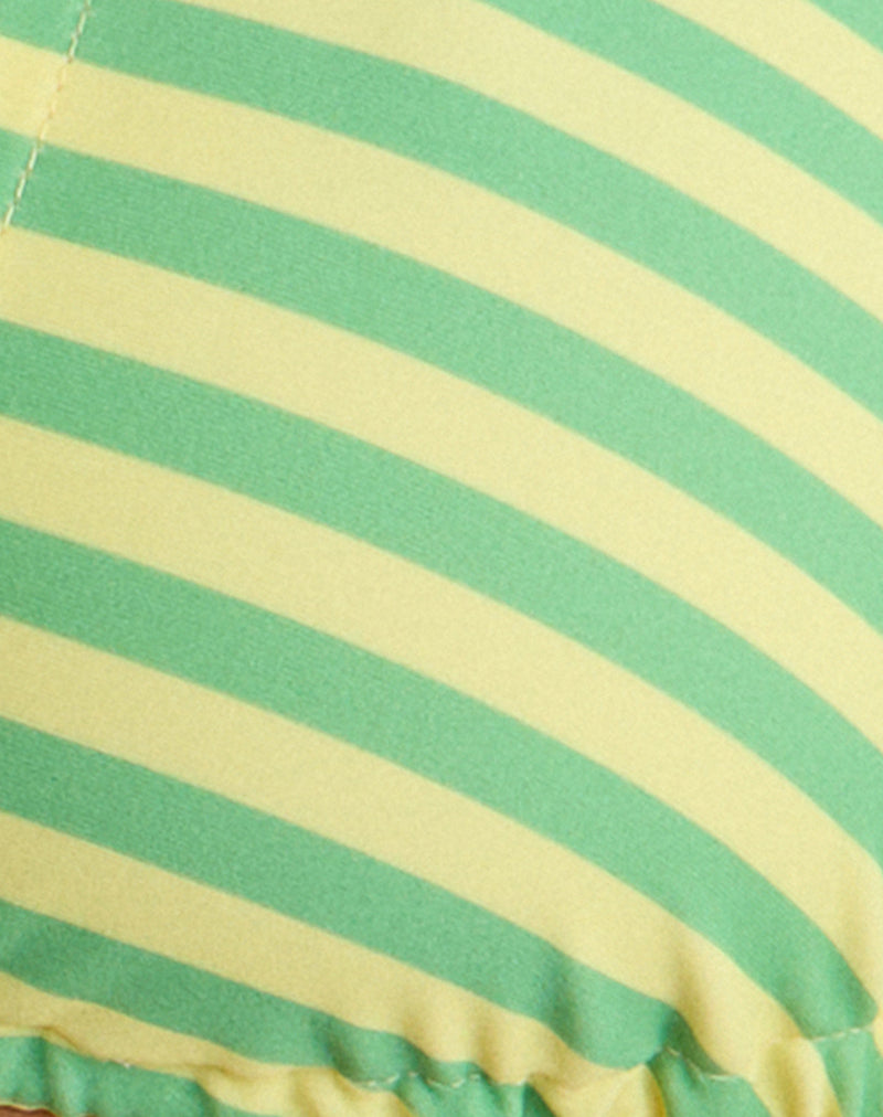 Cerry Bikini Top in Vivid Lines Green and Yellow