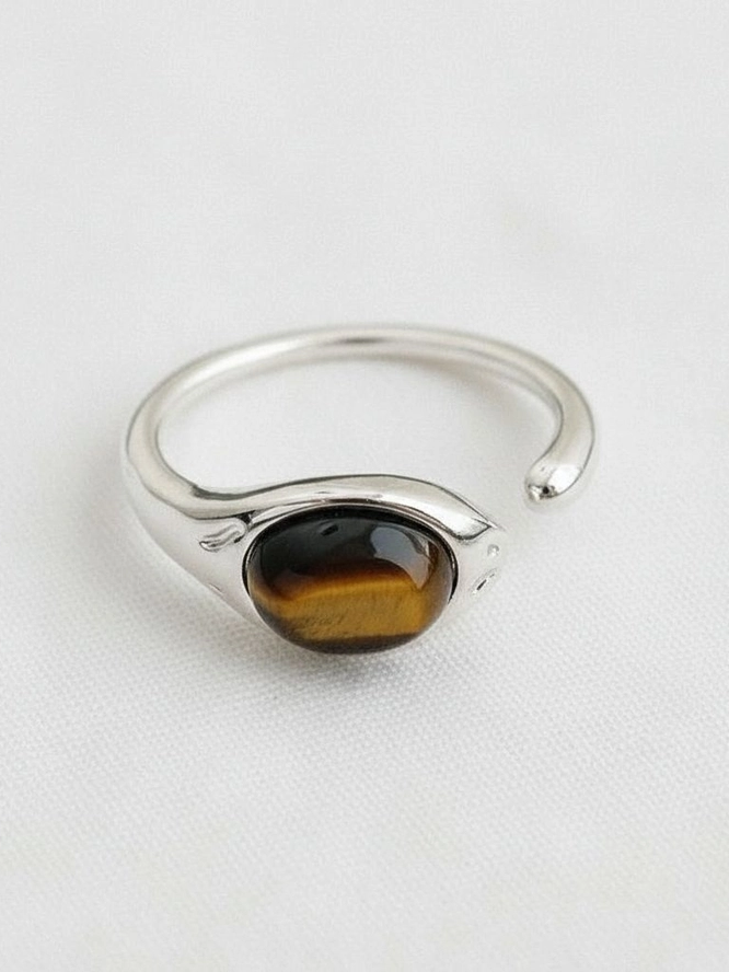 27 Geometric Tiger Eye Ring