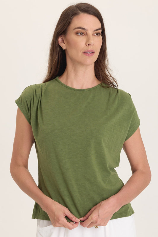Arwen Soft Jersey Mock Neck Tee