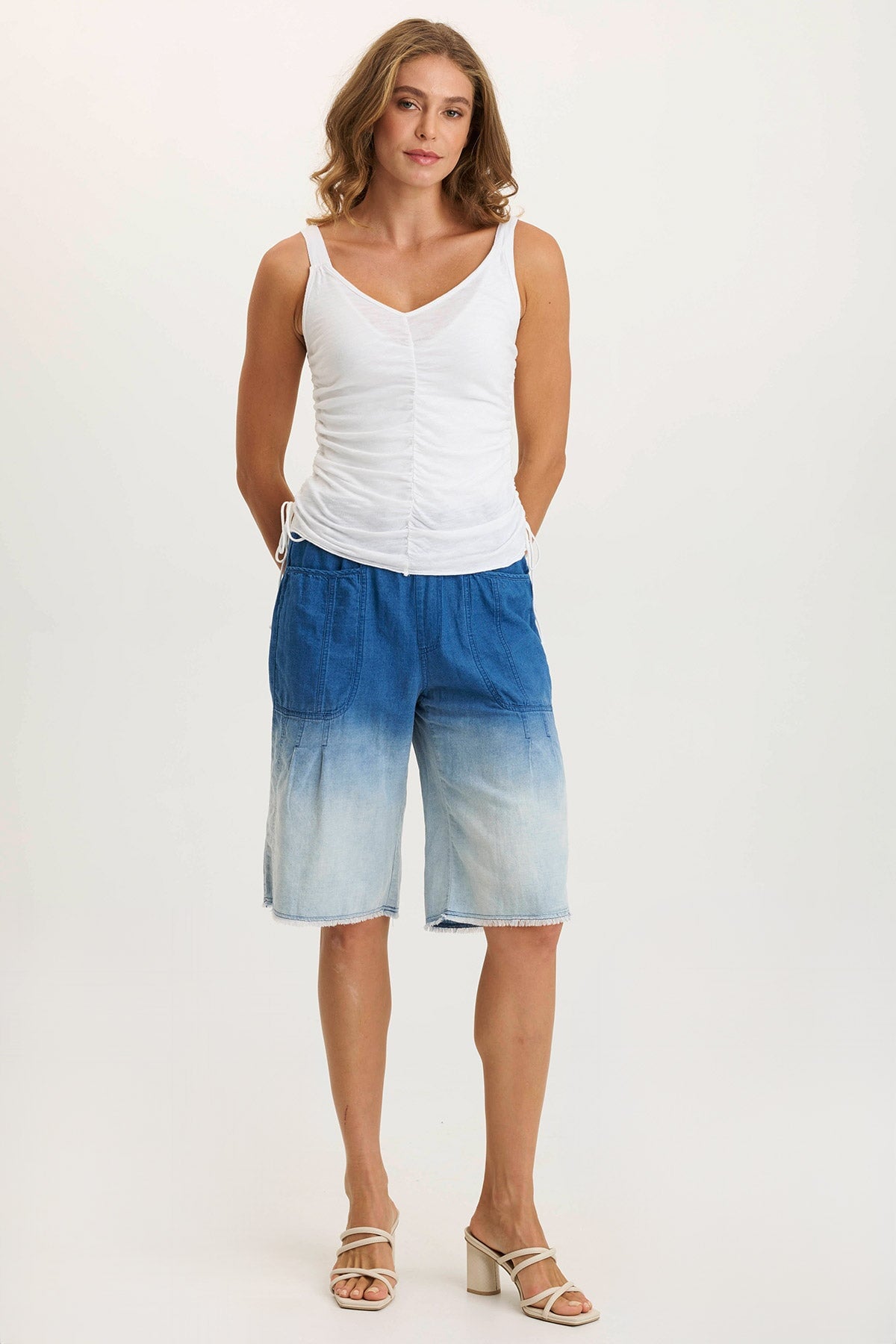 Themia Indigo Twill Pull-On Bermuda Short