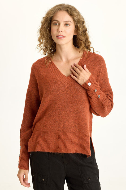 Bronte Relaxed Fit V-Neck Knit Sweater