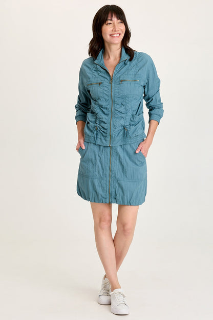 Corwyn Textured Zip-Front Mini Skirt