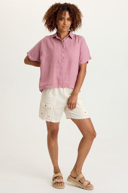 Quilla Linen Collared Top