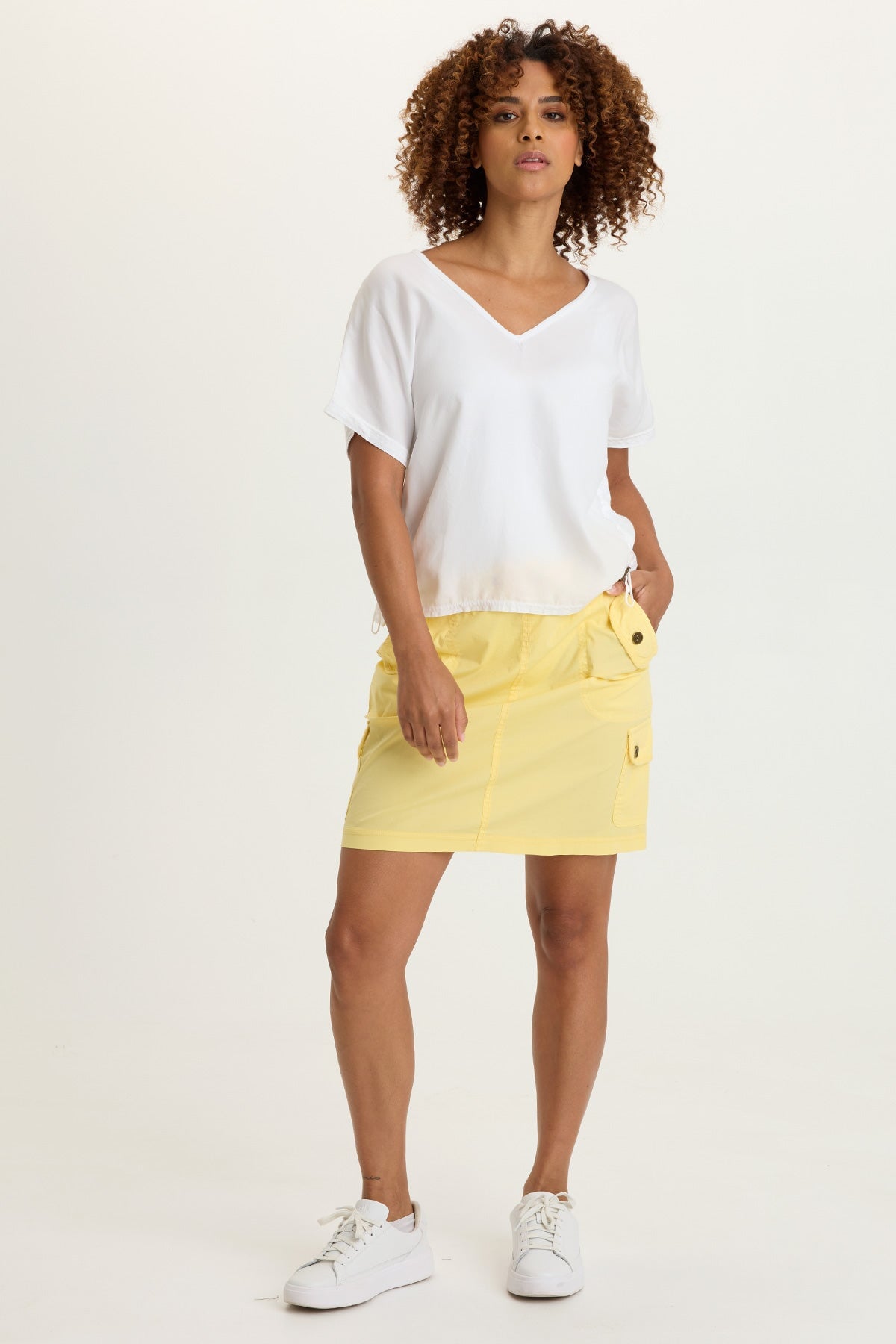 Dashell Twill Corded V-Neck Top