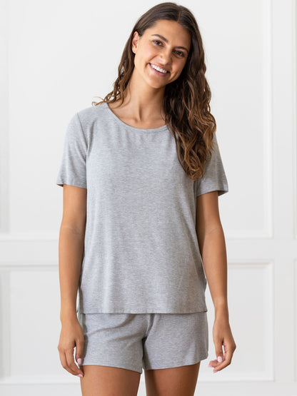 Women’s Bamboo Rib-Knit Short Sleeve Lounge Top - Last Chance