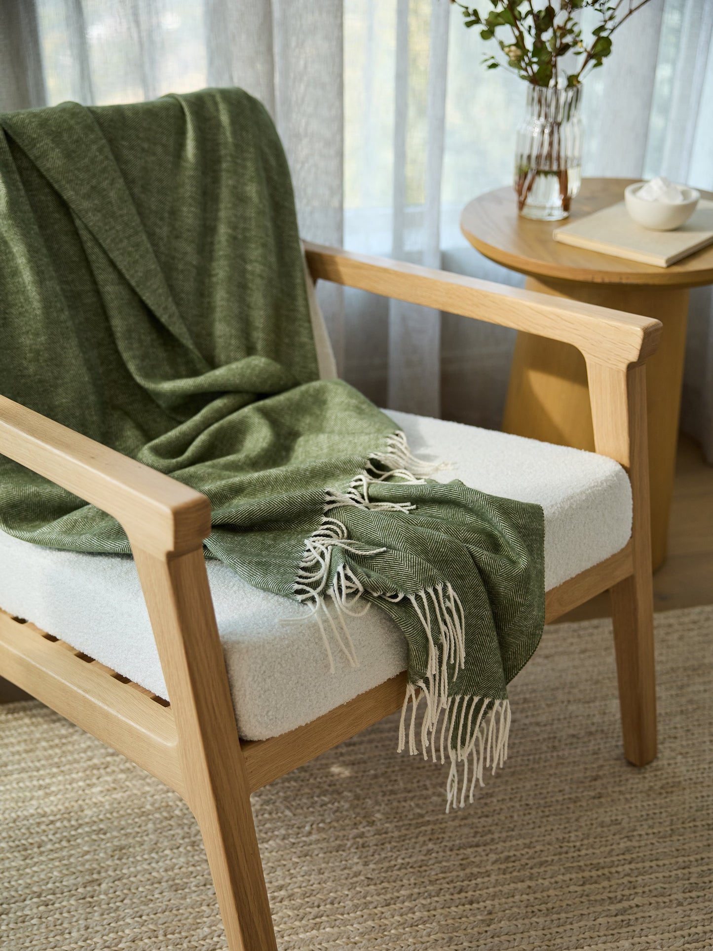 Bamboo Herringbone Tassel Throw
