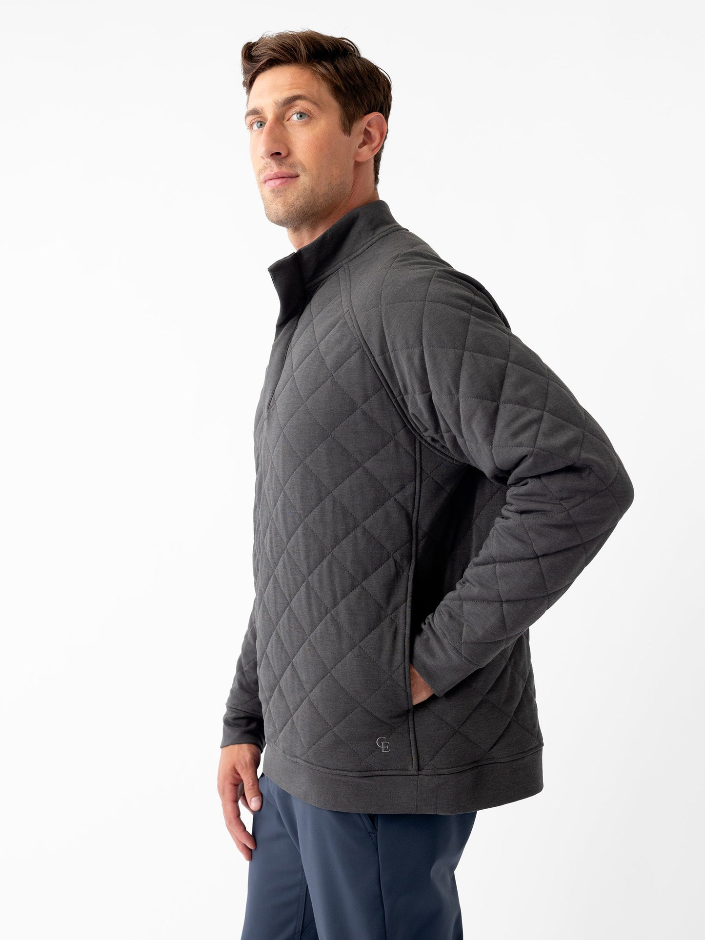 Men's Brushed Bamboo Quilted Snap Pullover - Last Chance