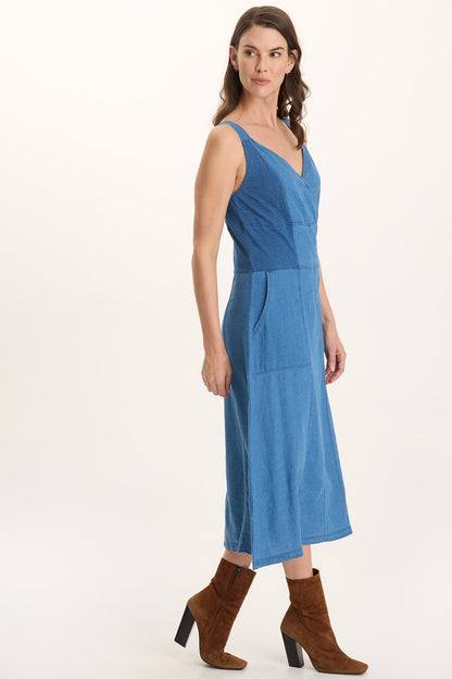 Lyall Mock Denim Twill Midi Tank Dress