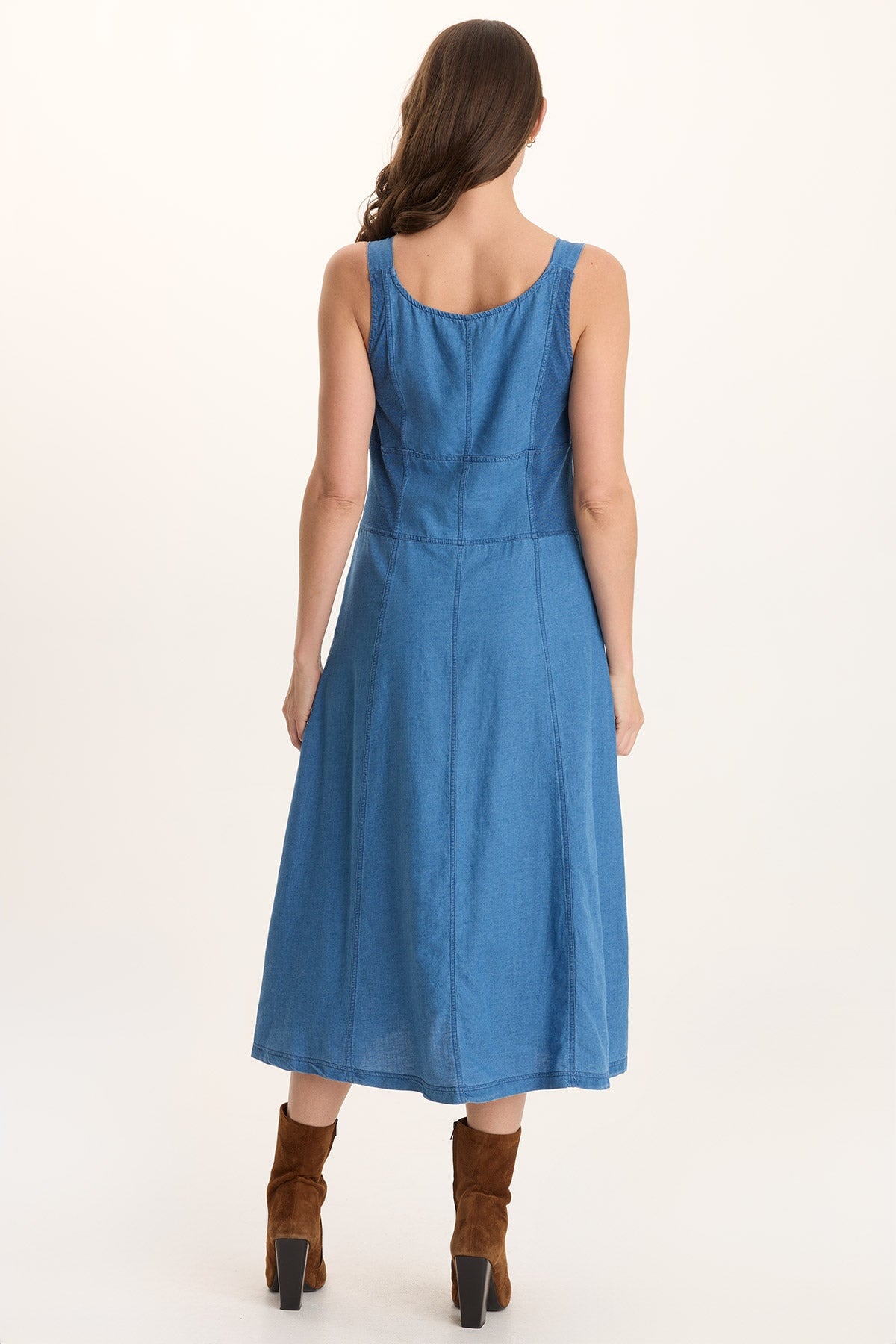 Lyall Mock Denim Twill Midi Tank Dress