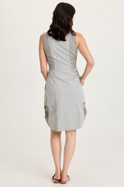 Holland Poplin/Mesh Front-Zip Dress