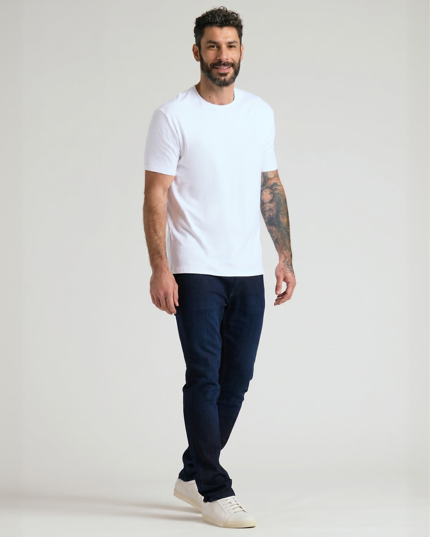White Pima Cotton Blend Crew