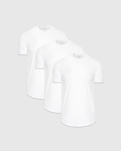 White Curved Hem Classic Crew Neck 3-Pack