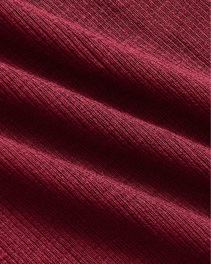 Womens Dark Maroon Ribbed High Neck Tank