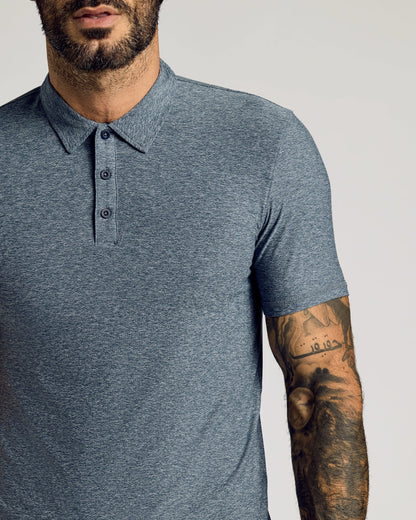 Heather Navy Short Sleeve Tall Active Polo