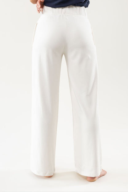 Women's Brushed Bamboo Wide Leg Pull On Pant & Pullover Crew Set