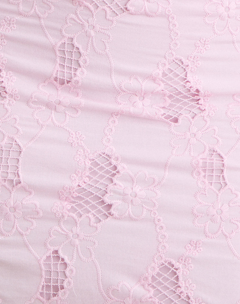 Aguna Mini Skirt in Broderie Baby Pink