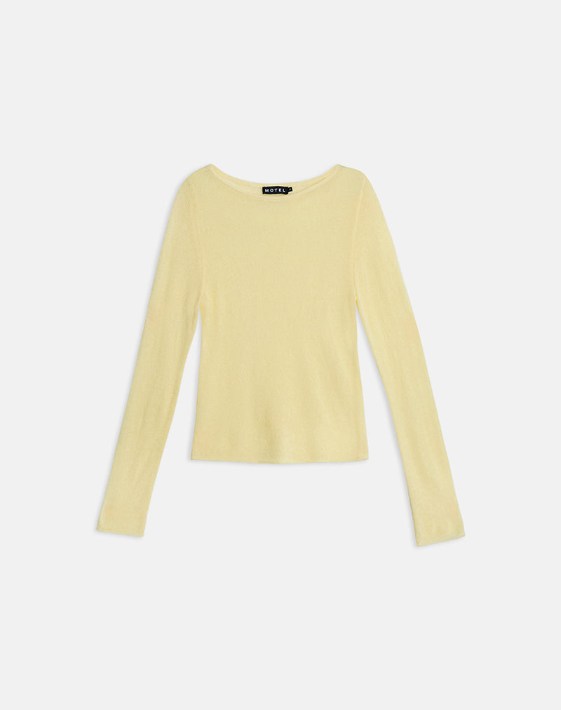 Aika Long Sleeve Top in Sheer Knit Lemon