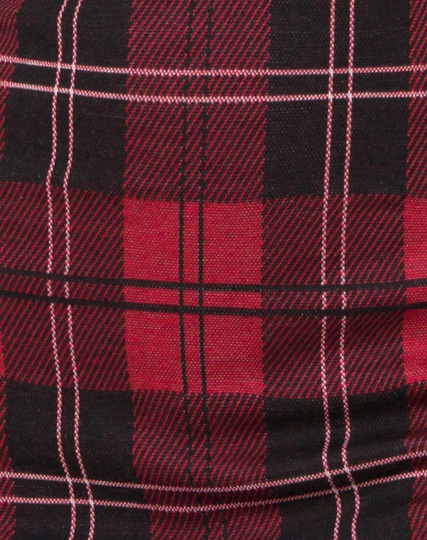Ajuste Bodycon Dress in Plaid Red