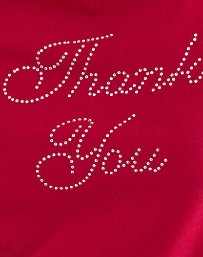 Alio Tee in Scarlet Red with Diamante Thank You Graphic