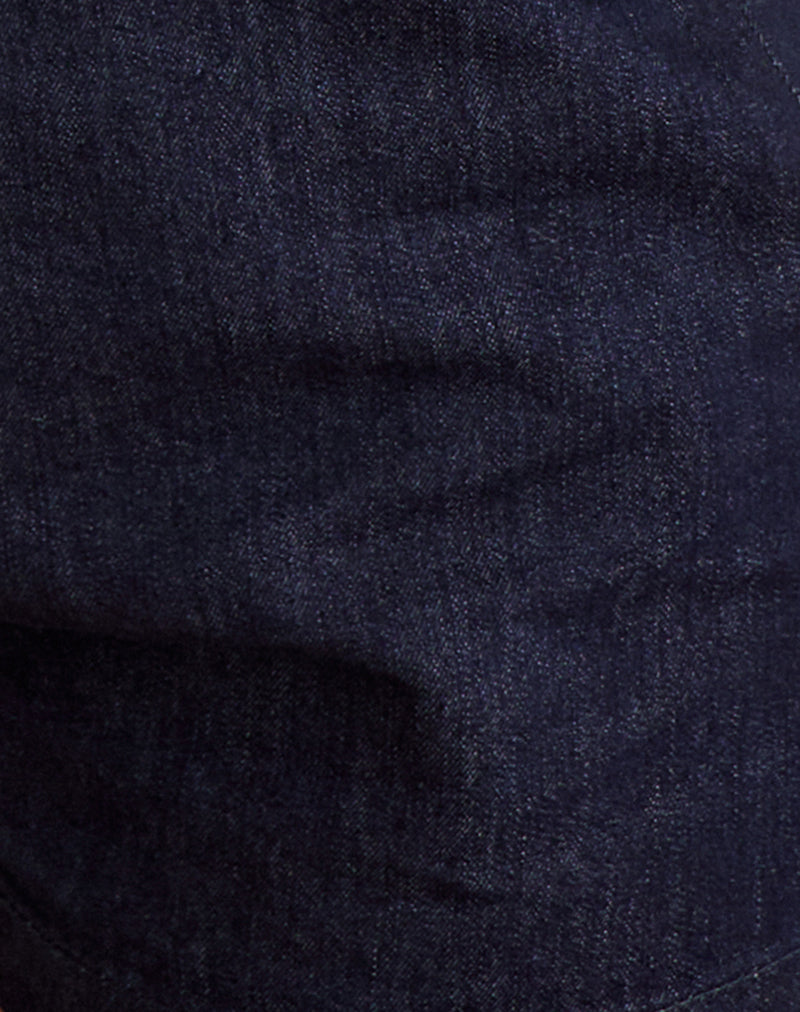 Alita Mini Short in Chambray Indigo with Buttons