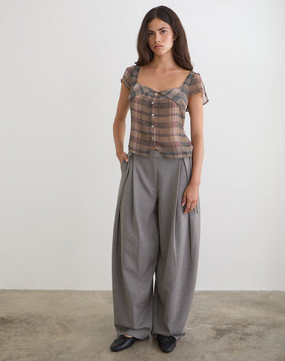 Arden Tie Waist Trouser in Tailoring Grey