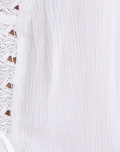 Argya Tie Front Top in Rayon White with Lace Trim