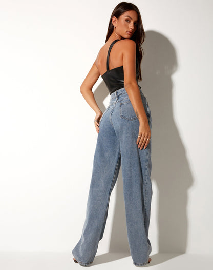 Arne Crop Top in Pu Black