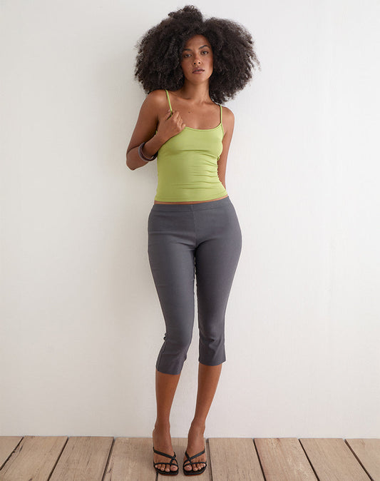 Asla Cropped Capri Trouser in Stretch Tailoring Charcoal
