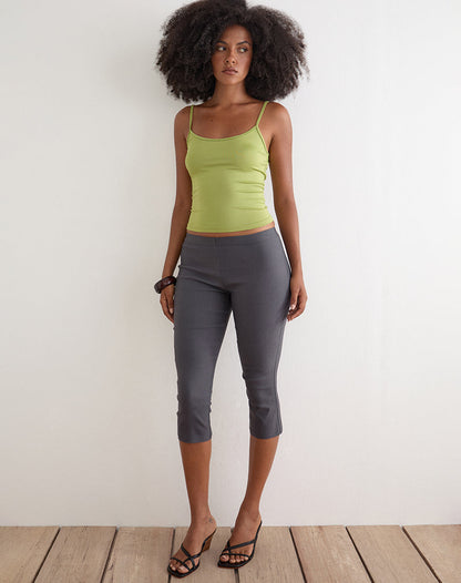 Asla Cropped Capri Trouser in Stretch Tailoring Charcoal