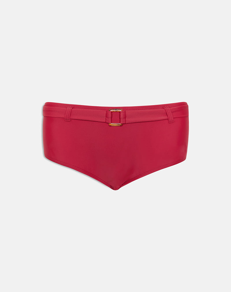 Avi Swim Short in Cardinal Red with Belt