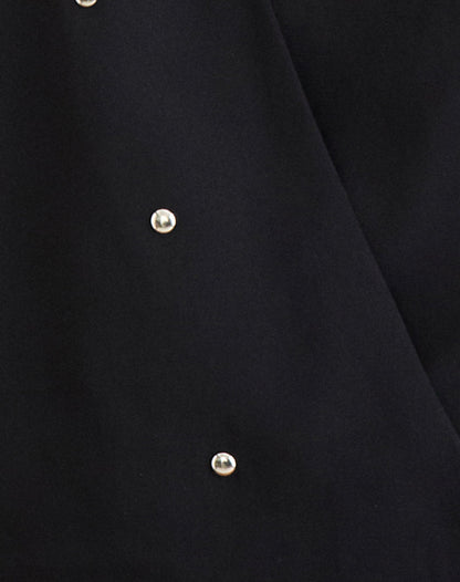 Bajo Halter Bubble Top in Chiffon Black with Studs