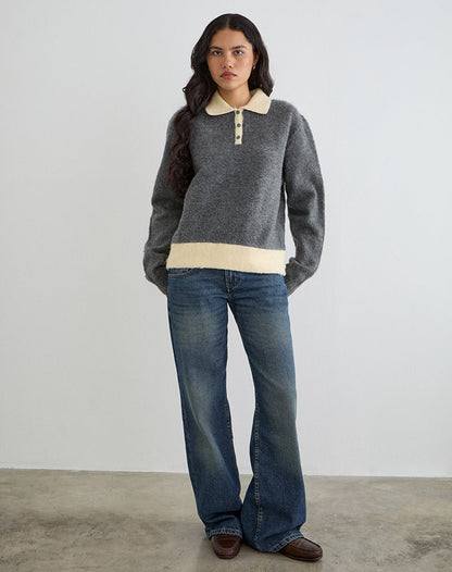Balamoa Jumper in Knit Grey and Cream