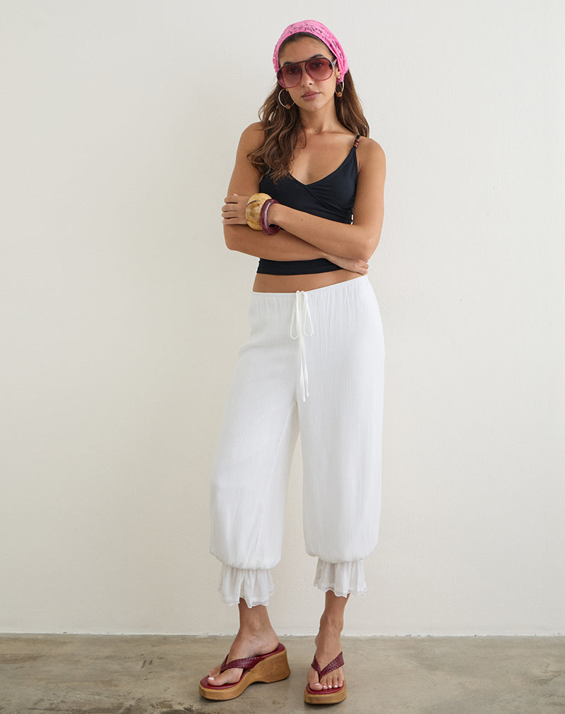 Basma Bloomer Trouser in Rayon White