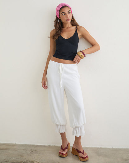 Basma Bloomer Trouser in Rayon White