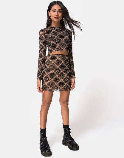 Bonver Top Taupe Net with Black Sign Flock