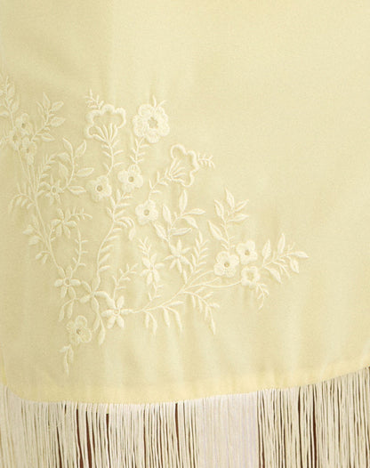 Brisea Mini Dress in Lemon with Vintage Bloom Embroidery