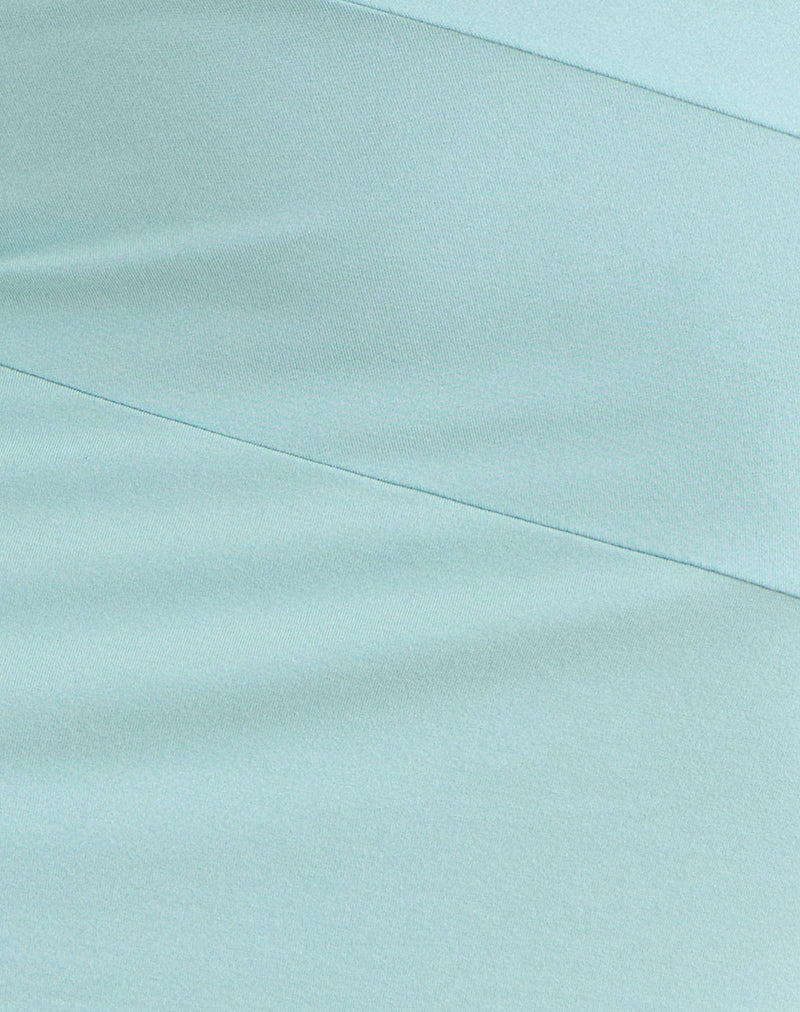 Brix Asymmetric Mini Skirt in Chunk Waist Jersey Aqua
