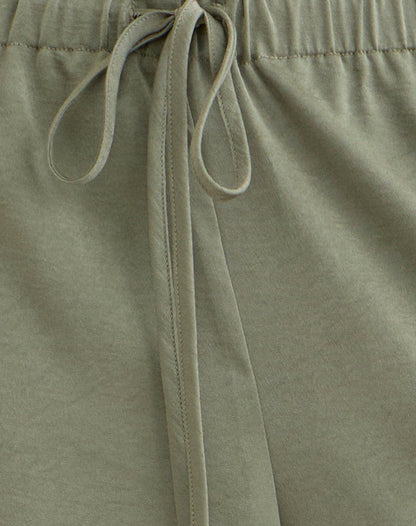 Brizid Balloon Trouser in Crinkle Satin Khaki