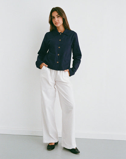 Calva Boxy Jacket in Dark Navy