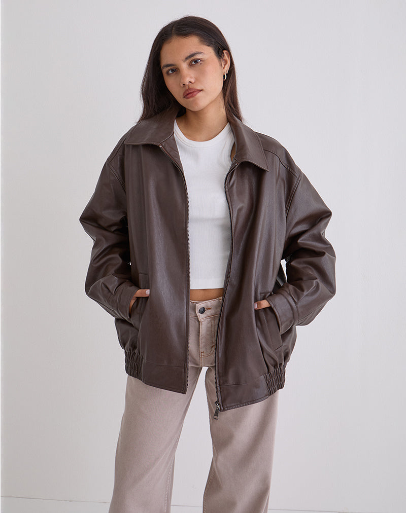 Cavita Jacket in PU Bitter Chocolate