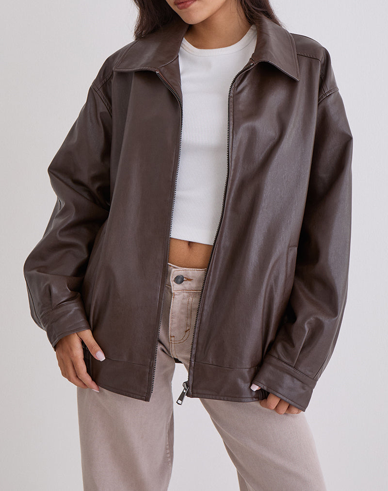 Cavita Jacket in PU Bitter Chocolate