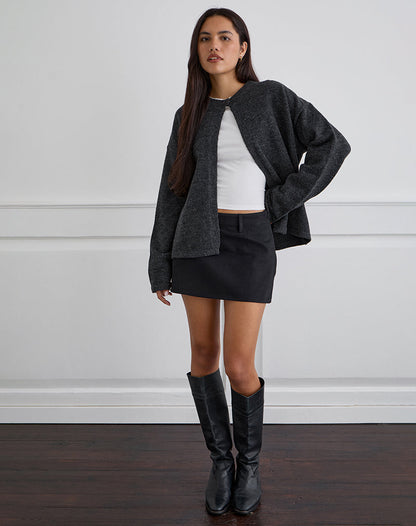 Carlin Mini Skirt in Twill Black