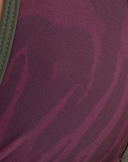 Cerry Bikini Top in Abstract Zebra Burgundy with Green Binding