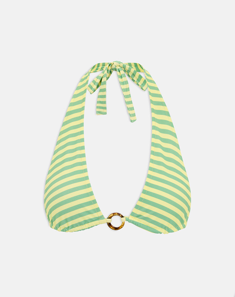 Cerry Bikini Top in Vivid Lines Green and Yellow