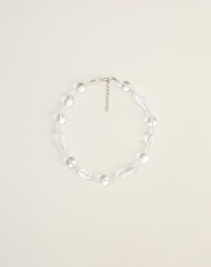 Clear Large Stone Silver Plated Necklace