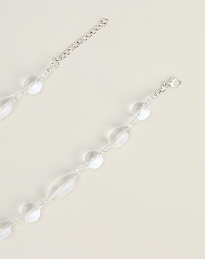 Clear Large Stone Silver Plated Necklace