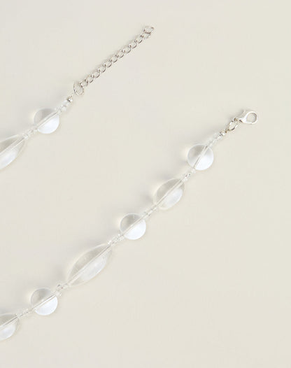 Clear Large Stone Silver Plated Necklace