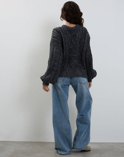 Amieta Knitted Jumper in Shadow Grey